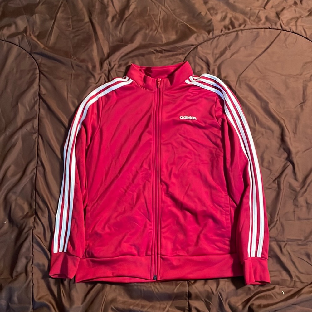 Dark cherry red Adidas track suit jacket